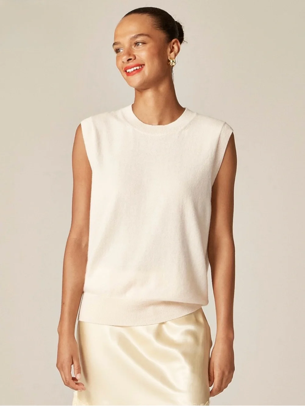 NWT J. Crew Cashmere Relaxed Sweater-vest Pink Heather Muslin